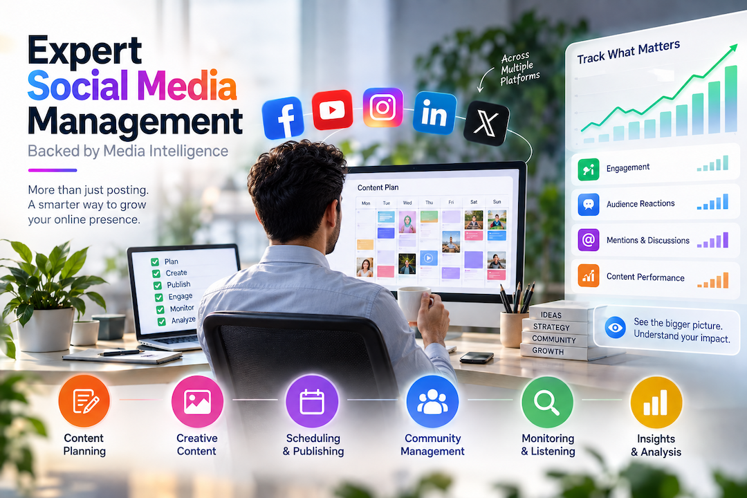 Social Media Management for Organizations, Backed by Media Intelligence